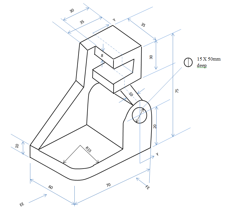 The figure below shows an isometric block. Draw the following views ...