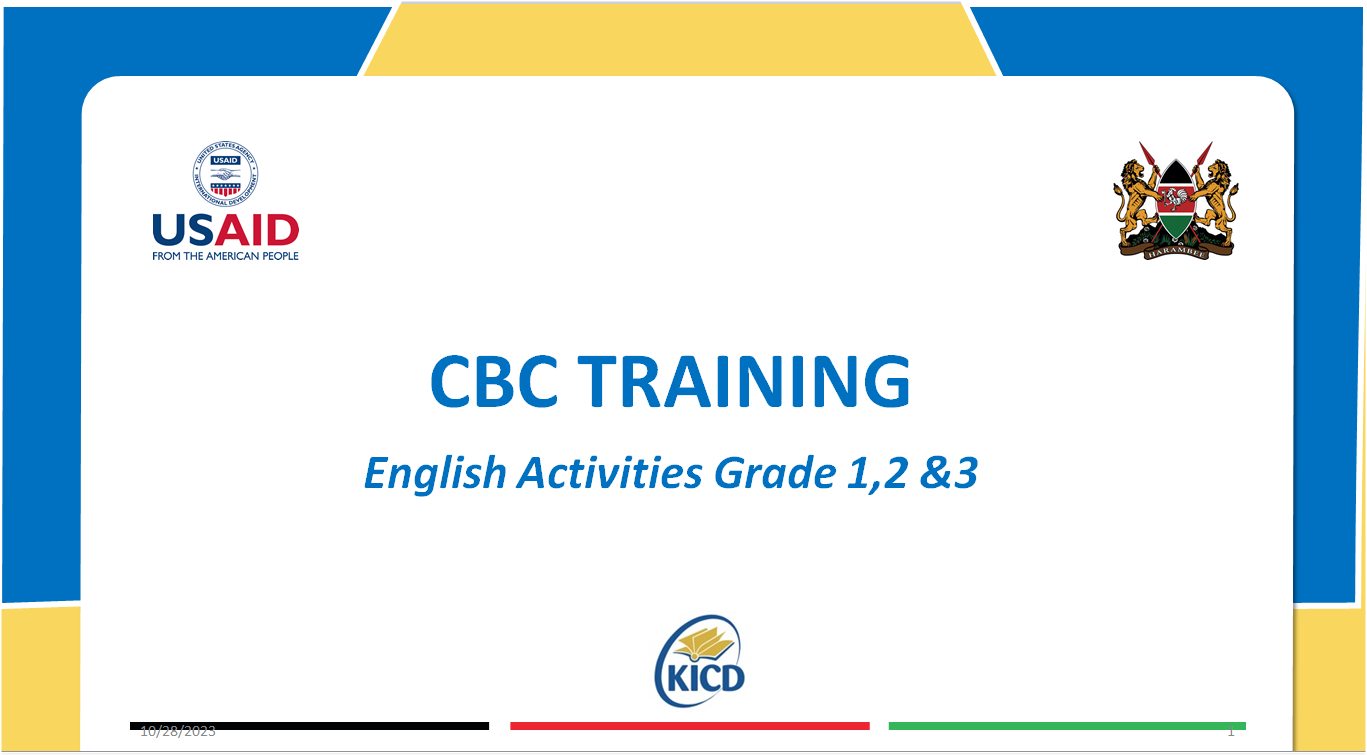 CBC Training, English Activities, Grade 1-3